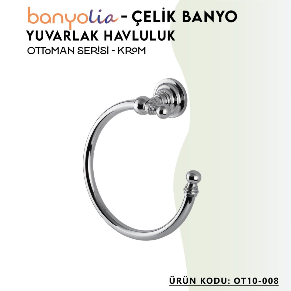 BANYOLİA - Çelik Banyo Ottoman Yuvarlak Havluluk (OT10-008)