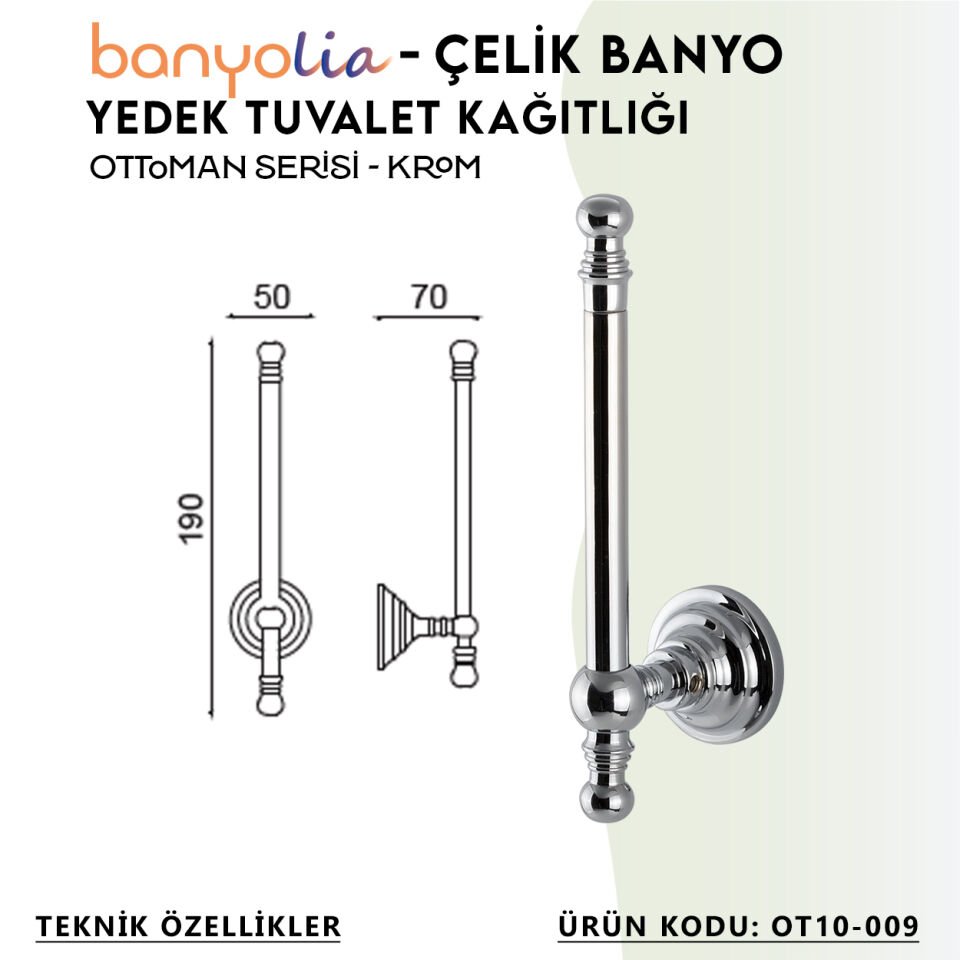 BANYOLİA - Çelik Banyo Ottoman Yedek Tuvalet Kâğıtlığı (OT10-009)