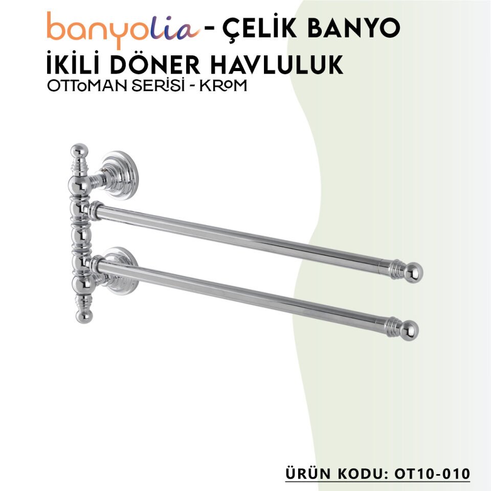 BANYOLİA - Çelik Banyo Ottoman İkili Döner Havluluk (OT10-010)