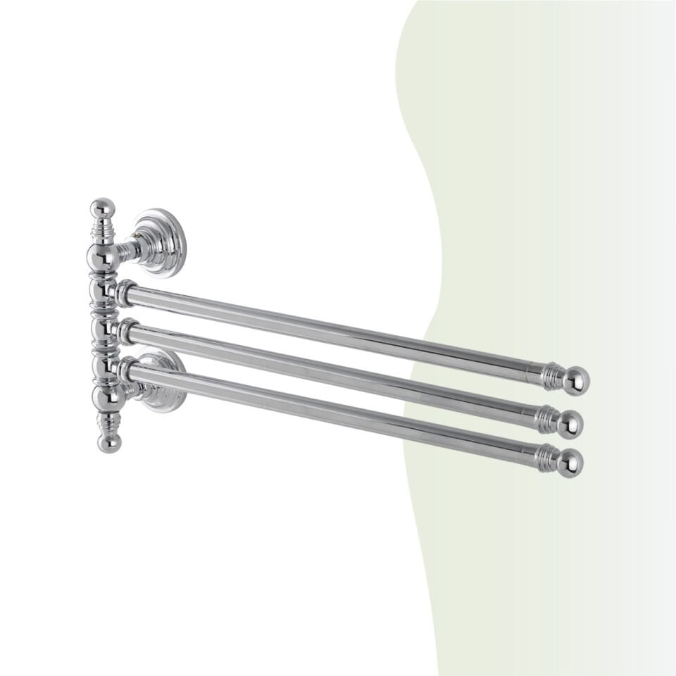 BANYOLİA - Çelik Banyo Ottoman Üçlü Döner Havluluk (OT10-018)