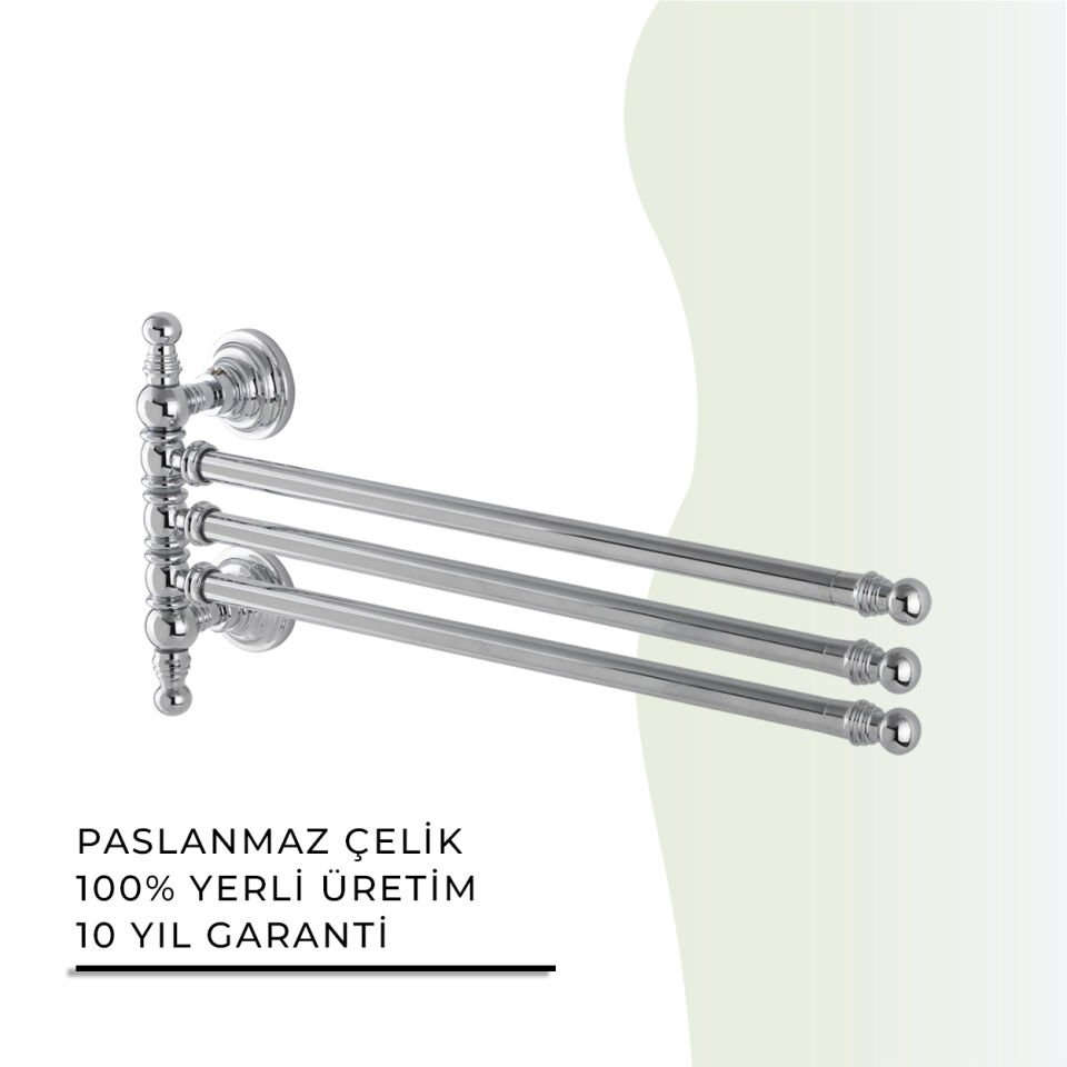 BANYOLİA - Çelik Banyo Ottoman Üçlü Döner Havluluk (OT10-018)