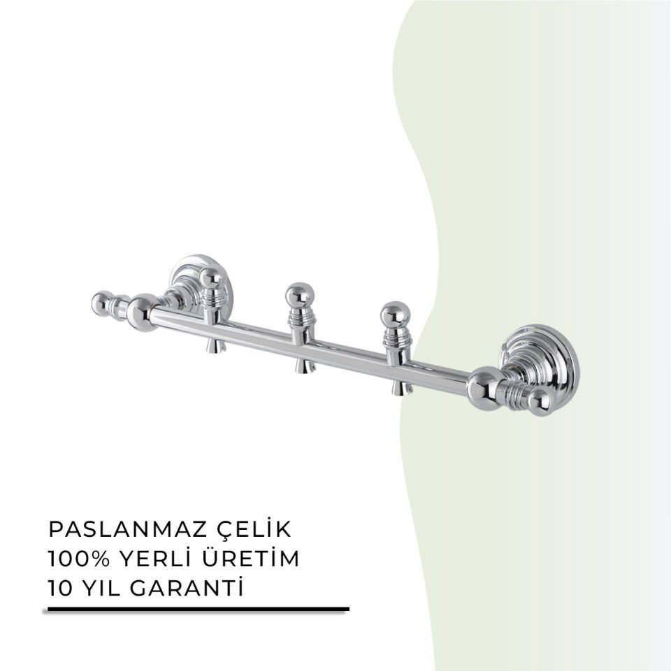 BANYOLİA - Çelik Banyo Ottoman Üçlü Askılık (OT10-012)