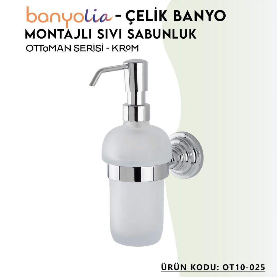 BANYOLİA - Çelik Banyo Ottoman Montajlı Sıvı Sabunluk (OT10-025)
