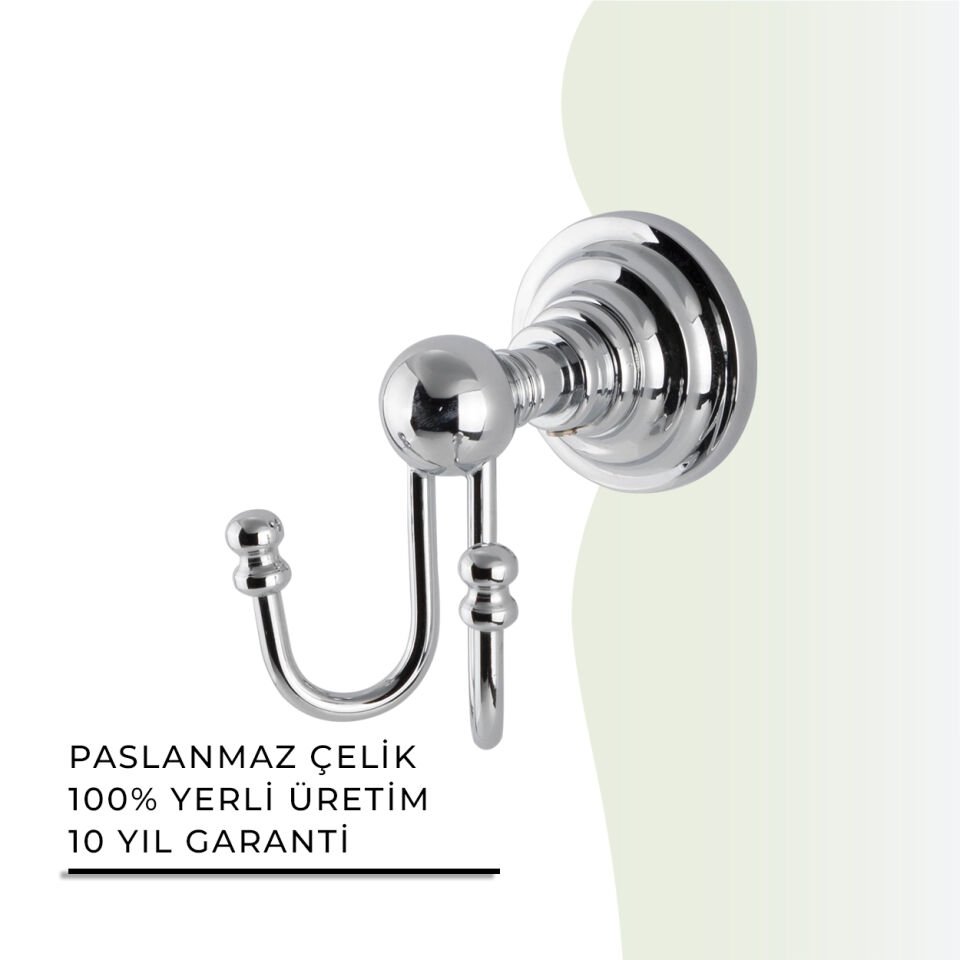 BANYOLİA - Çelik Banyo Ottoman İkili Askılık (OT10-040)
