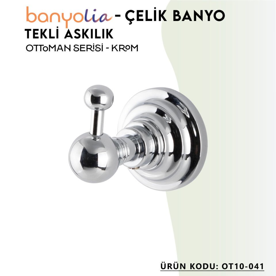 BANYOLİA - Çelik Banyo Ottoman Tekli Askılık (OT10-041)