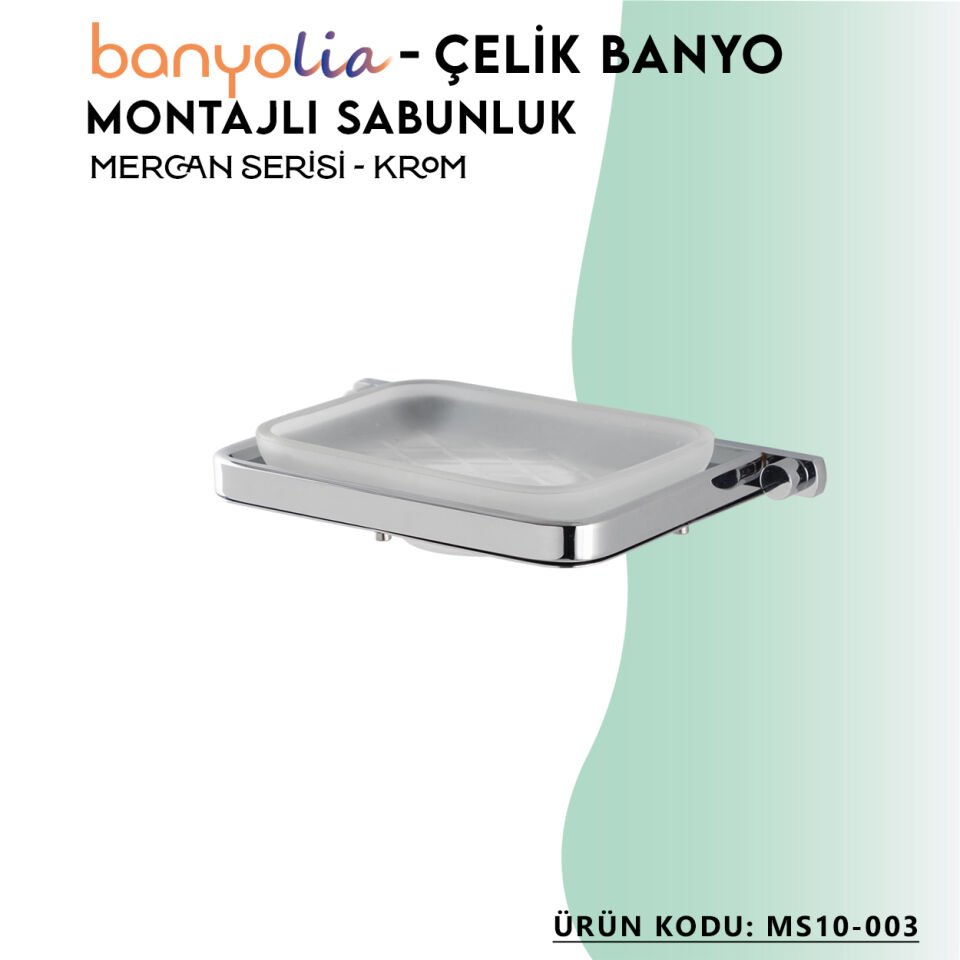 BANYOLİA - Çelik Banyo Mercan Montajlı Sabunluk (MS10-003)