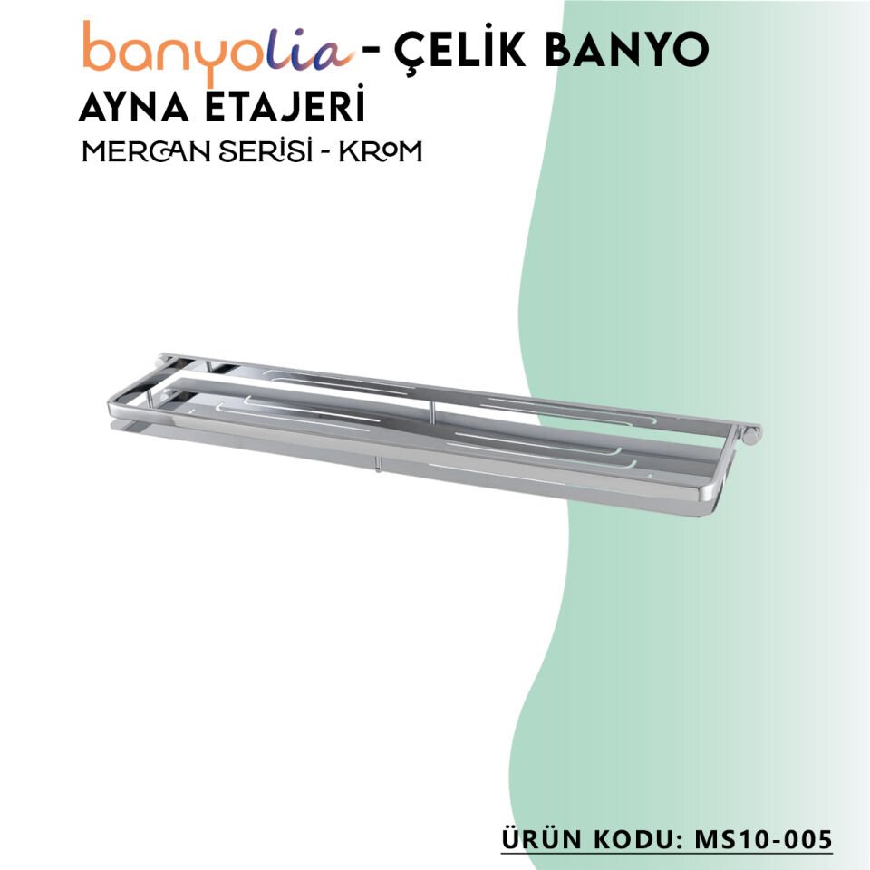 BANYOLİA - Çelik Banyo Mercan Ayna Etajeri (MS10-005)