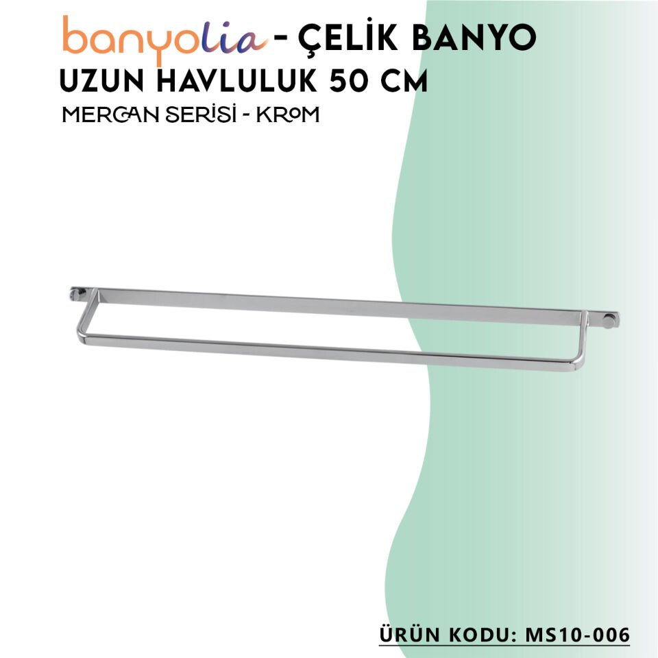 BANYOLİA - Çelik Banyo Mercan Uzun Havluluk 50cm (MS10-006)
