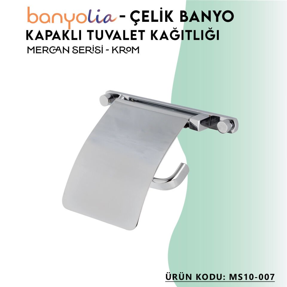 BANYOLİA - Çelik Banyo Mercan Geniş Kapaklı Tuvalet Kâğıtlığı (MS10-007)