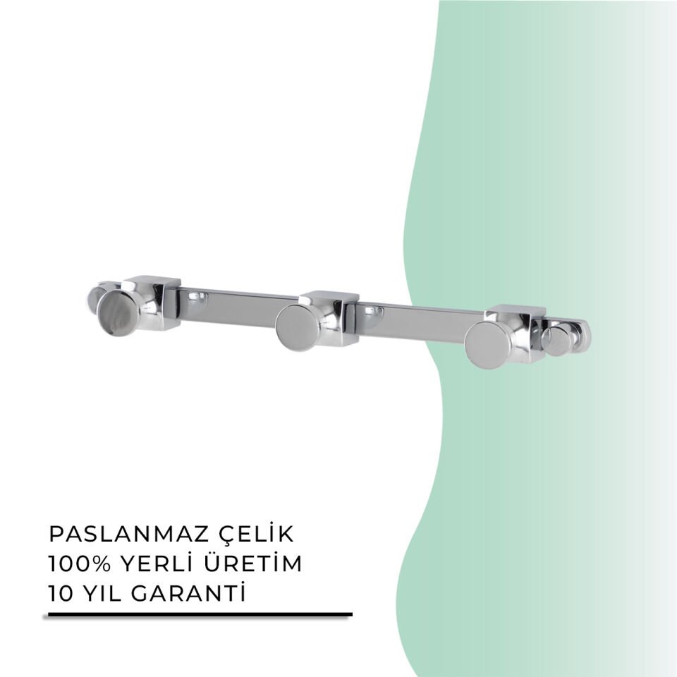 BANYOLİA - Çelik Banyo Mercan Üçlü Askılık (MS10-010)