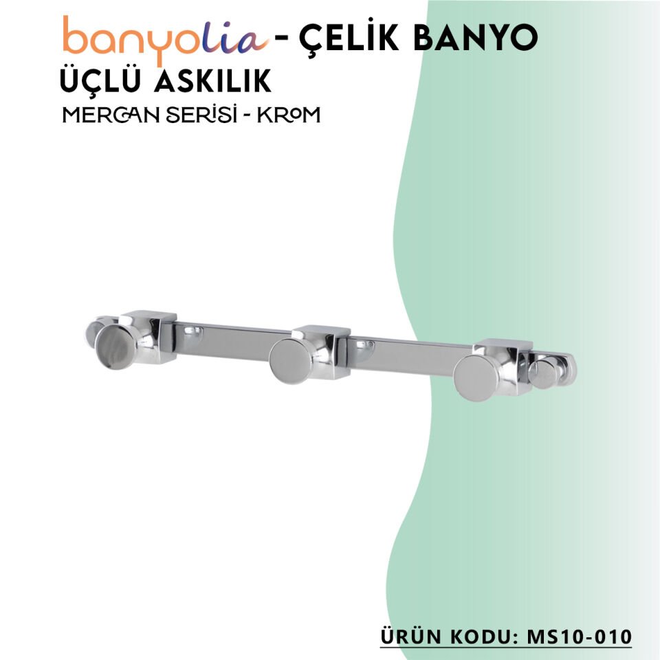 BANYOLİA - Çelik Banyo Mercan Üçlü Askılık (MS10-010)