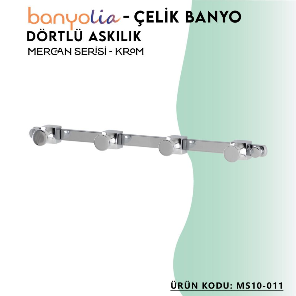 BANYOLİA - Çelik Banyo Mercan Dörtlü Askılık (MS10-011)