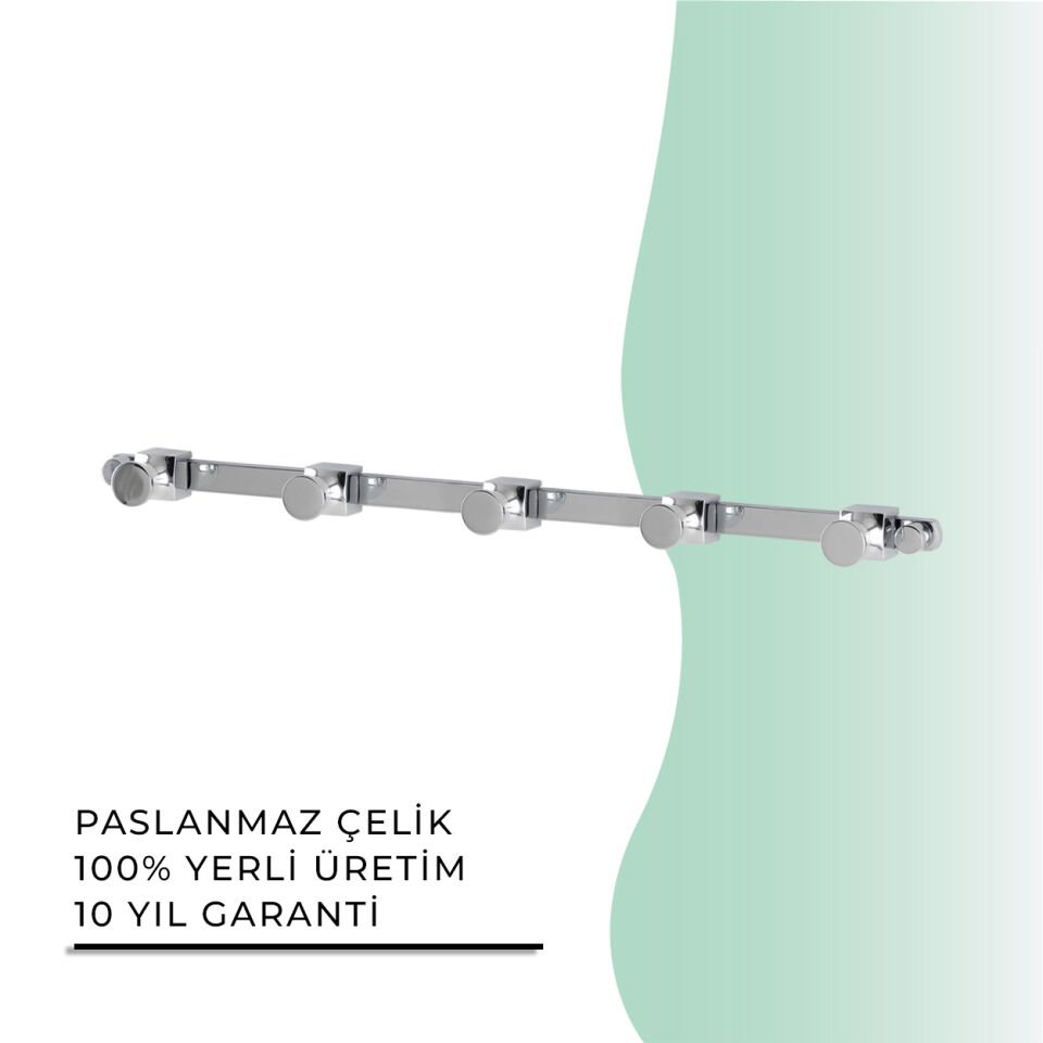 BANYOLİA - Çelik Banyo Mercan Beşli Askılık (MS10-012)
