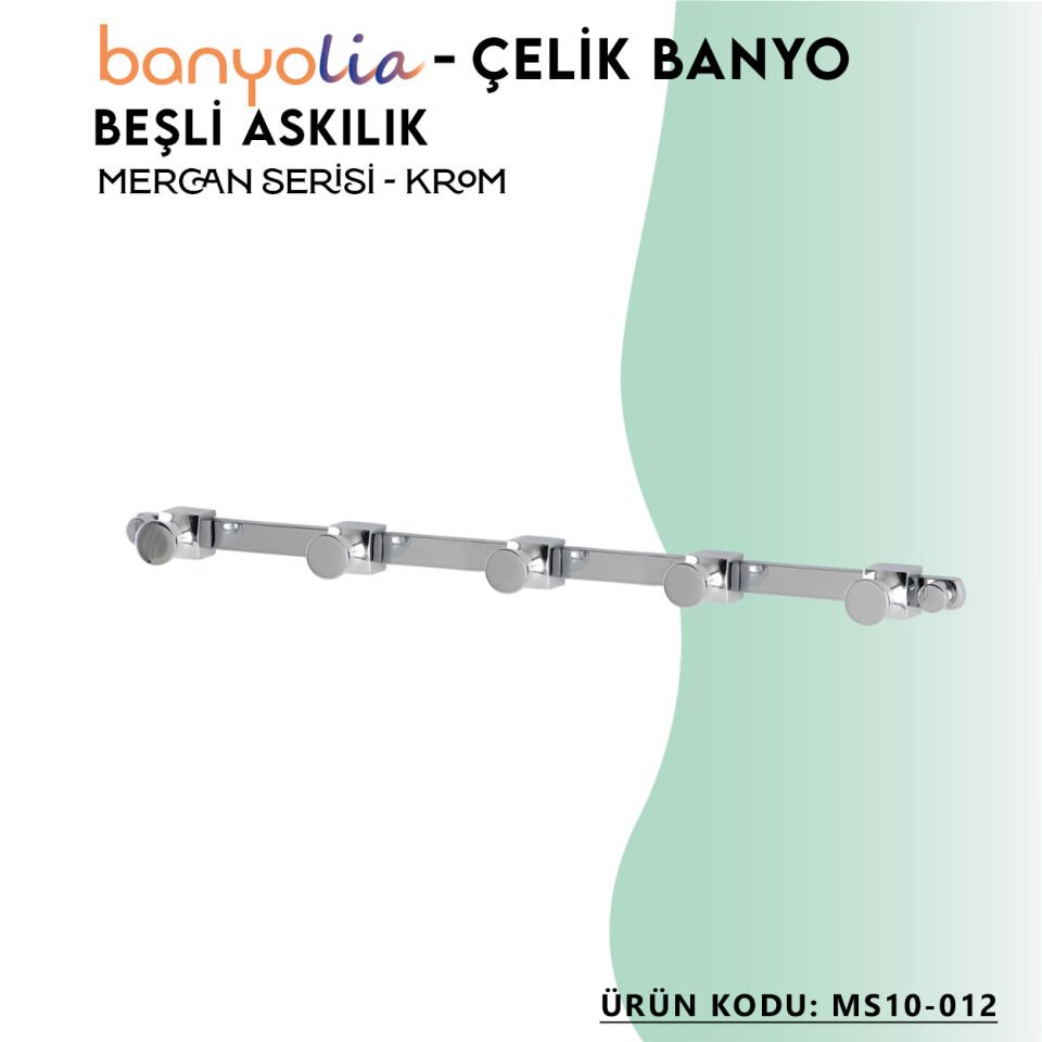 BANYOLİA - Çelik Banyo Mercan Beşli Askılık (MS10-012)