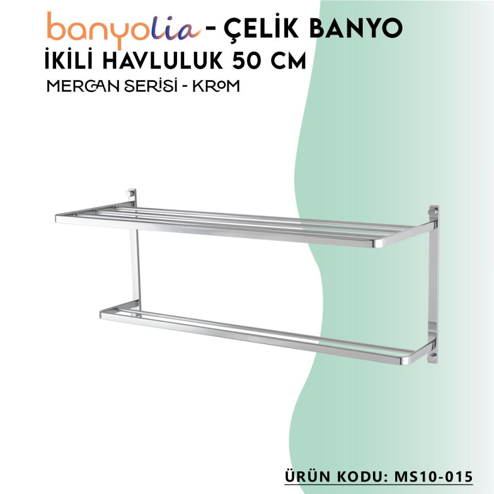 BANYOLİA - Çelik Banyo Mercan İkili Havluluk 50cm (MS10-015)