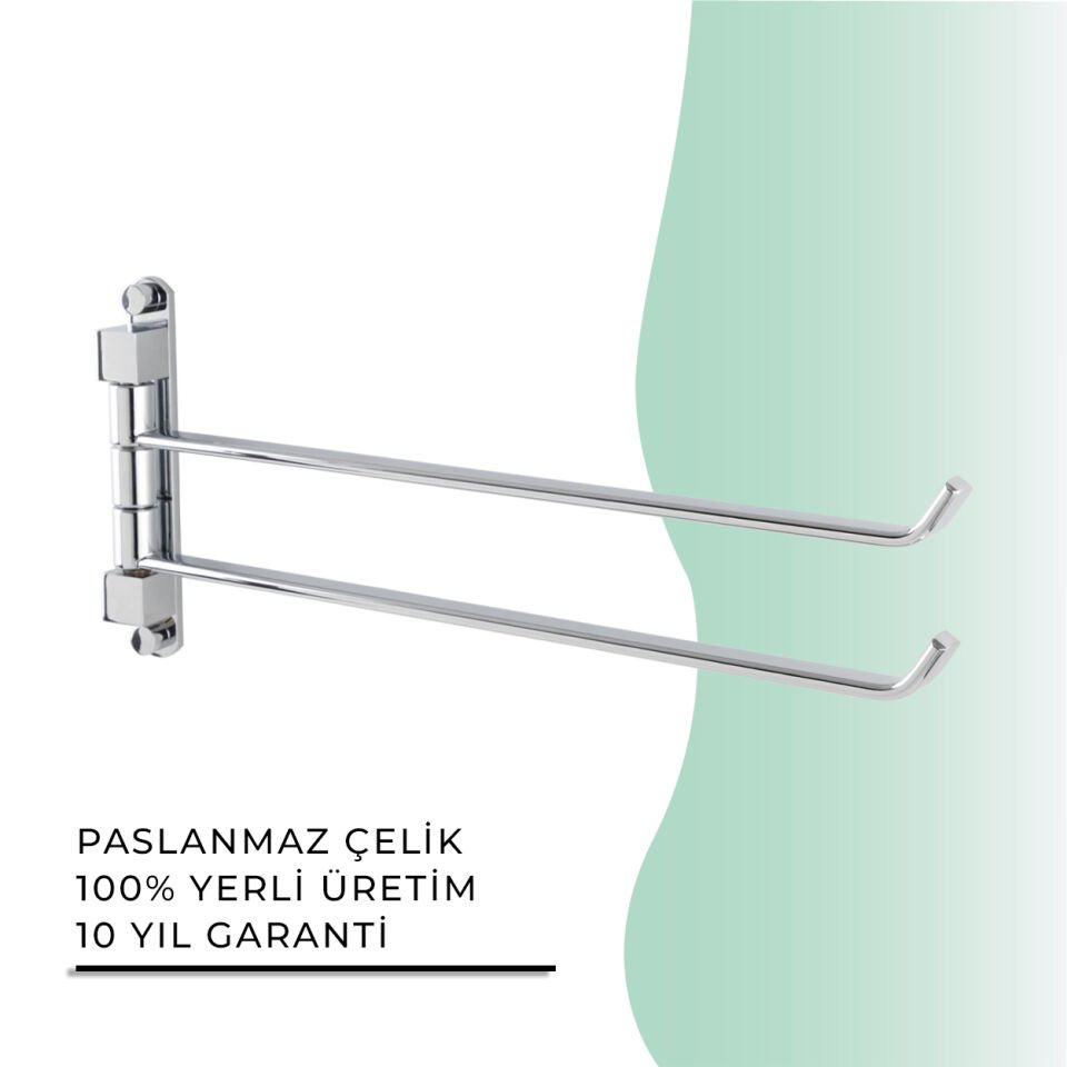 BANYOLİA - Çelik Banyo Mercan İkili Döner Havluluk (MS10-019)