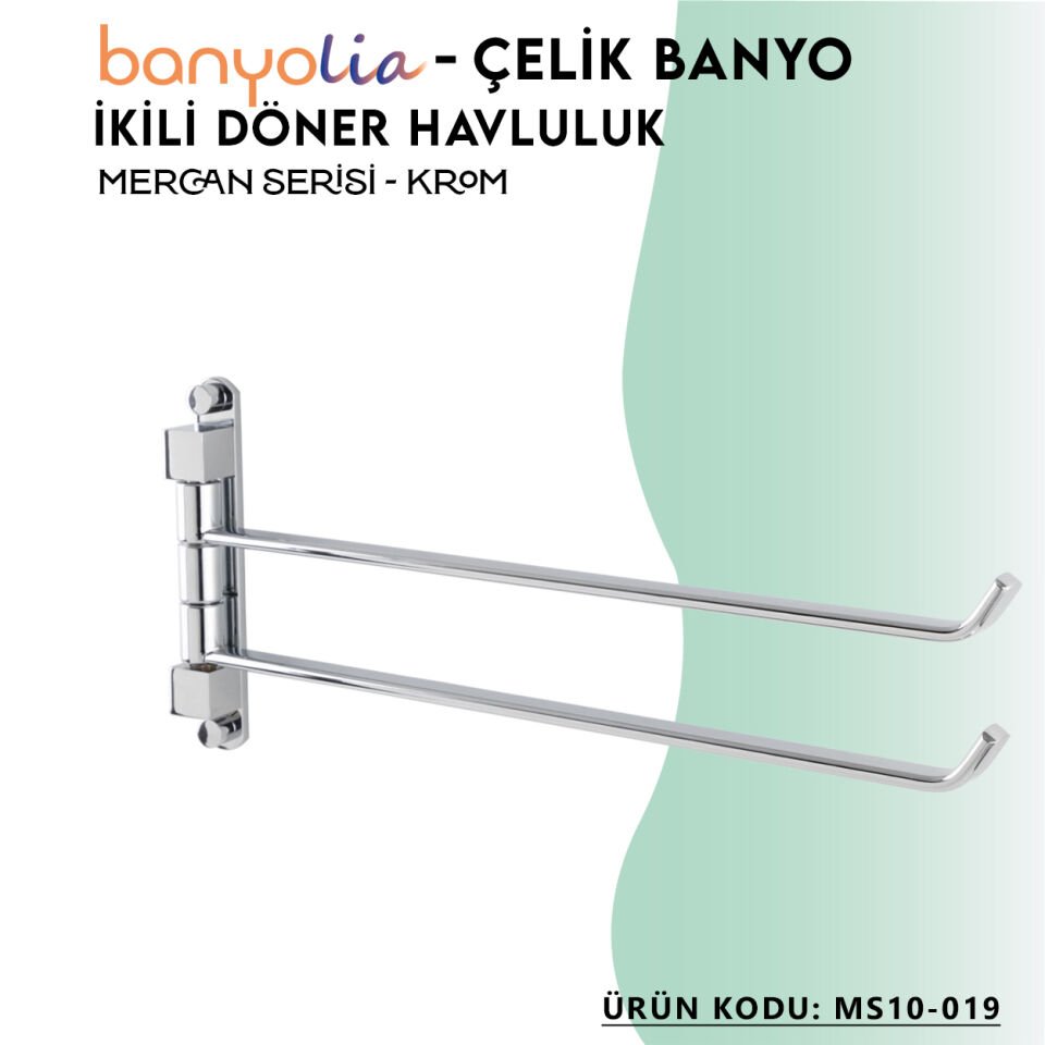 BANYOLİA - Çelik Banyo Mercan İkili Döner Havluluk (MS10-019)