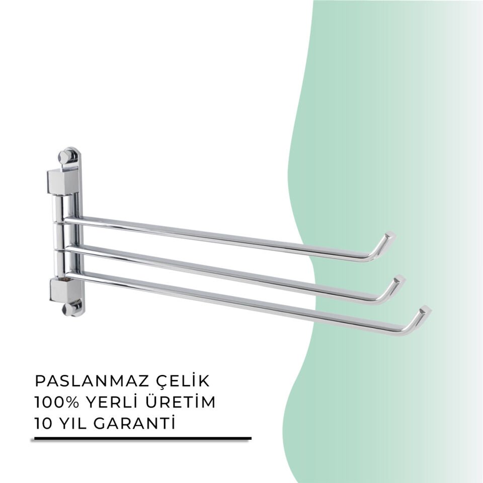 BANYOLİA - Çelik Banyo Mercan Üçlü Döner Havluluk (MS10-020)