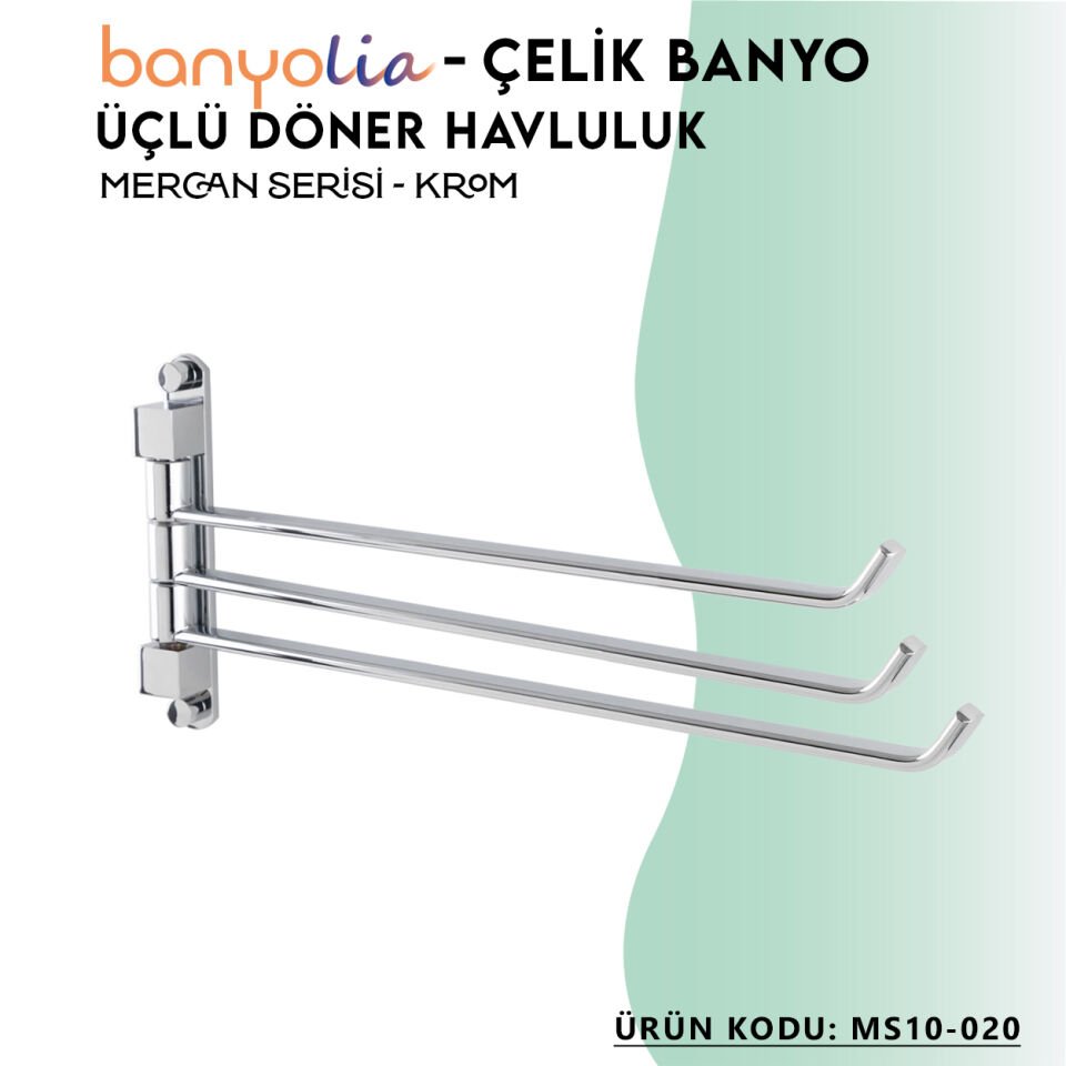 BANYOLİA - Çelik Banyo Mercan Üçlü Döner Havluluk (MS10-020)