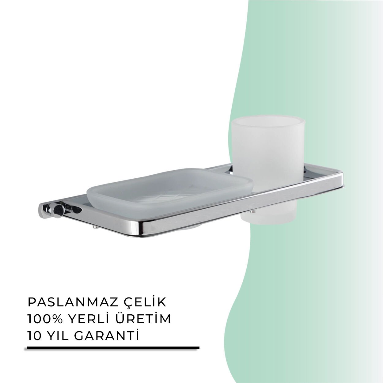 BANYOLİA - Çelik Banyo Mercan Montajlı Sabunluk-Diş Fırçalık (MS10-022)