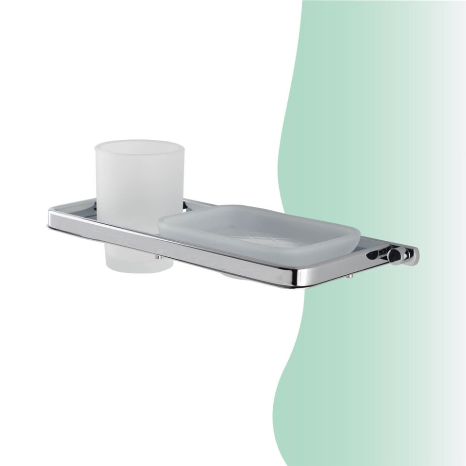 BANYOLİA - Çelik Banyo Mercan Montajlı Sabunluk-Diş Fırçalık (MS10-022)
