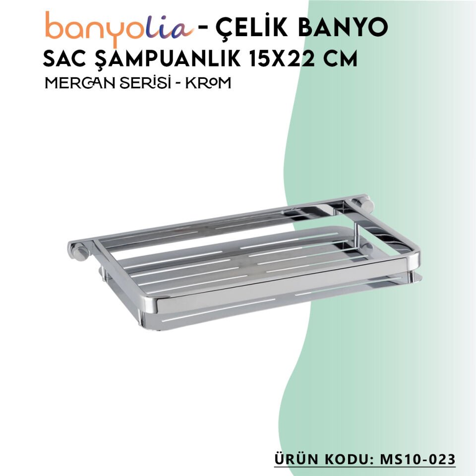 BANYOLİA - Çelik Banyo Mercan Saç Şampuanlık Krom 15x22cm (MS10-023)