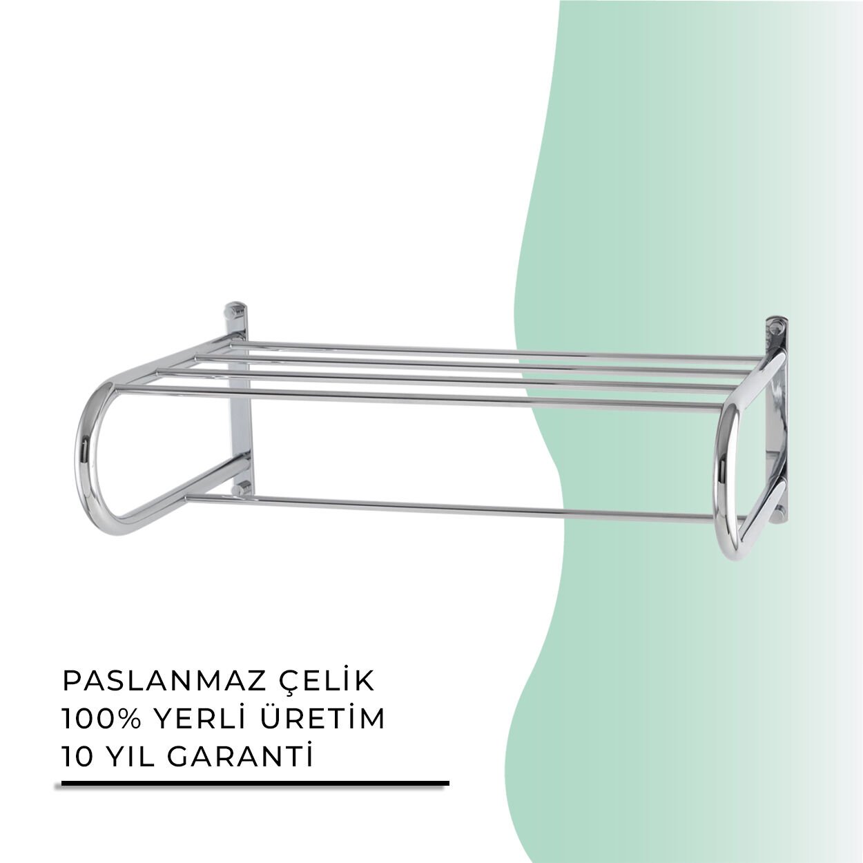 BANYOLİA - Çelik Banyo Mercan Lamalı Raf Havluluk 50cm (MS10-058)