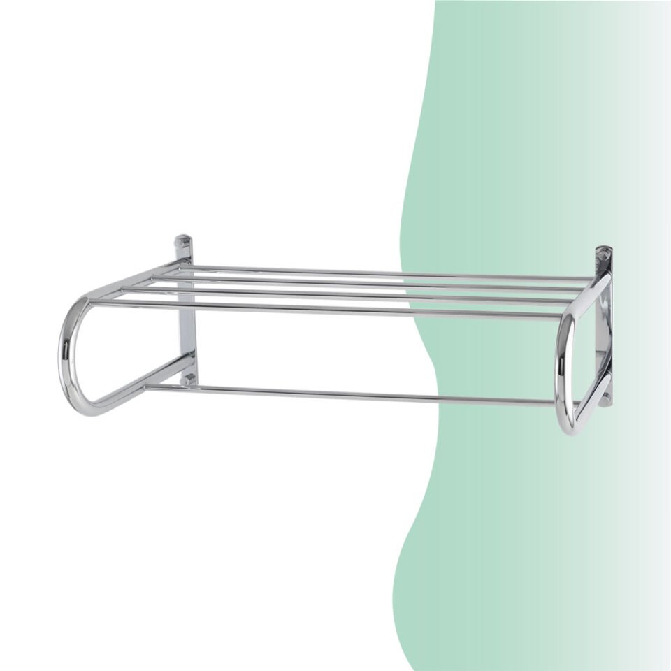 BANYOLİA - Çelik Banyo Mercan Lamalı Raf Havluluk 50cm (MS10-058)