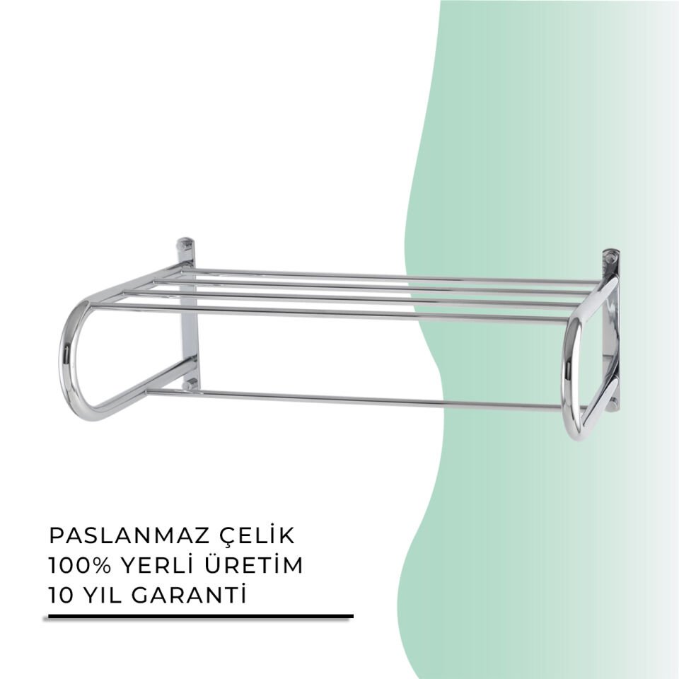 BANYOLİA - Çelik Banyo Mercan Lamalı Raf Havluluk 50cm (MS10-058)