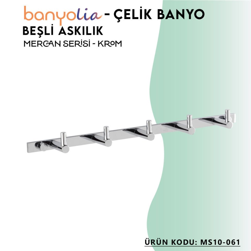 BANYOLİA - Çelik Banyo Mercan Beşli Askılık (MS10-061)