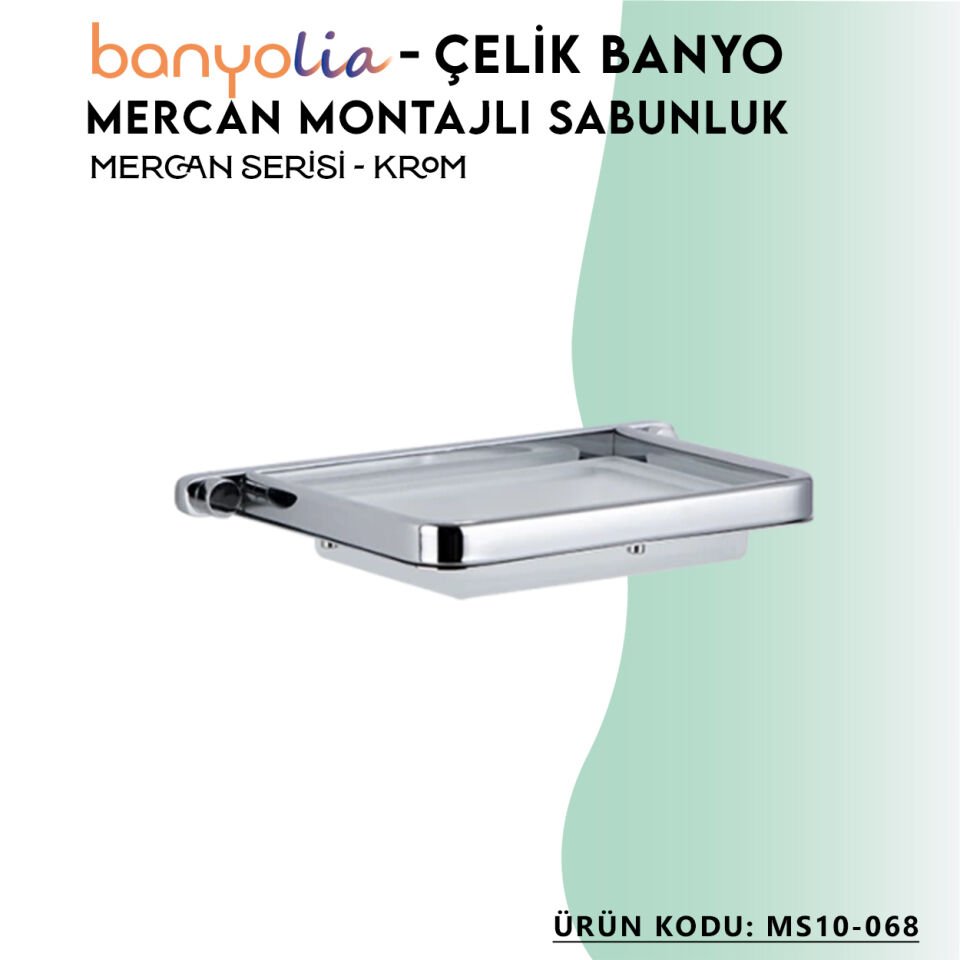 BANYOLİA - Çelik Banyo Mercan Montajlı Sabunluk (MS10-068)