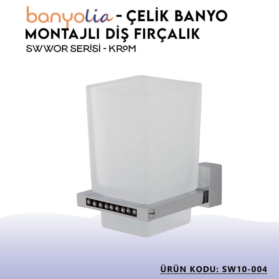 BANYOLİA - Çelik Banyo Swwor Montajlı Diş Fırçalık (SW10-004)