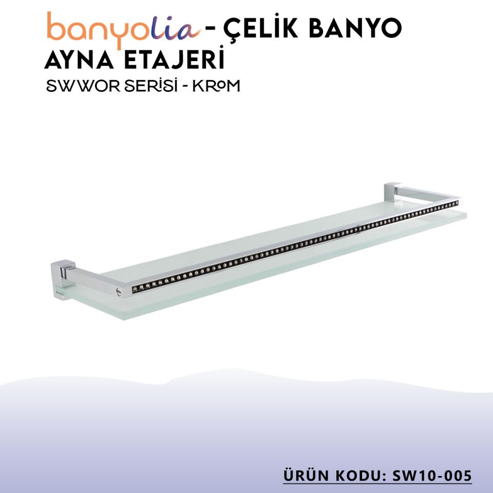 BANYOLİA - Çelik Banyo Swwor Ayna Etajeri (SW10-005)