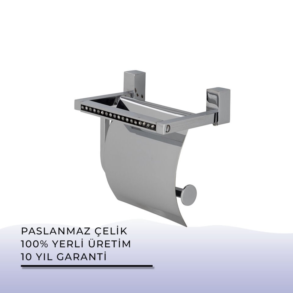BANYOLİA - Çelik Banyo Swwor Geniş Kapaklı Tuvalet Kağıtlığı (SW10-007)