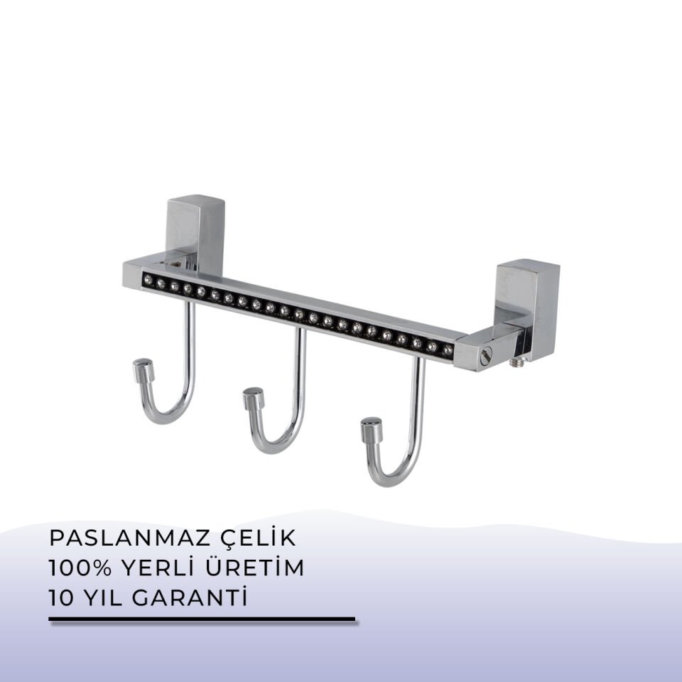 BANYOLİA - Çelik Banyo Swwor Üçlü Askılık (SW10-009)