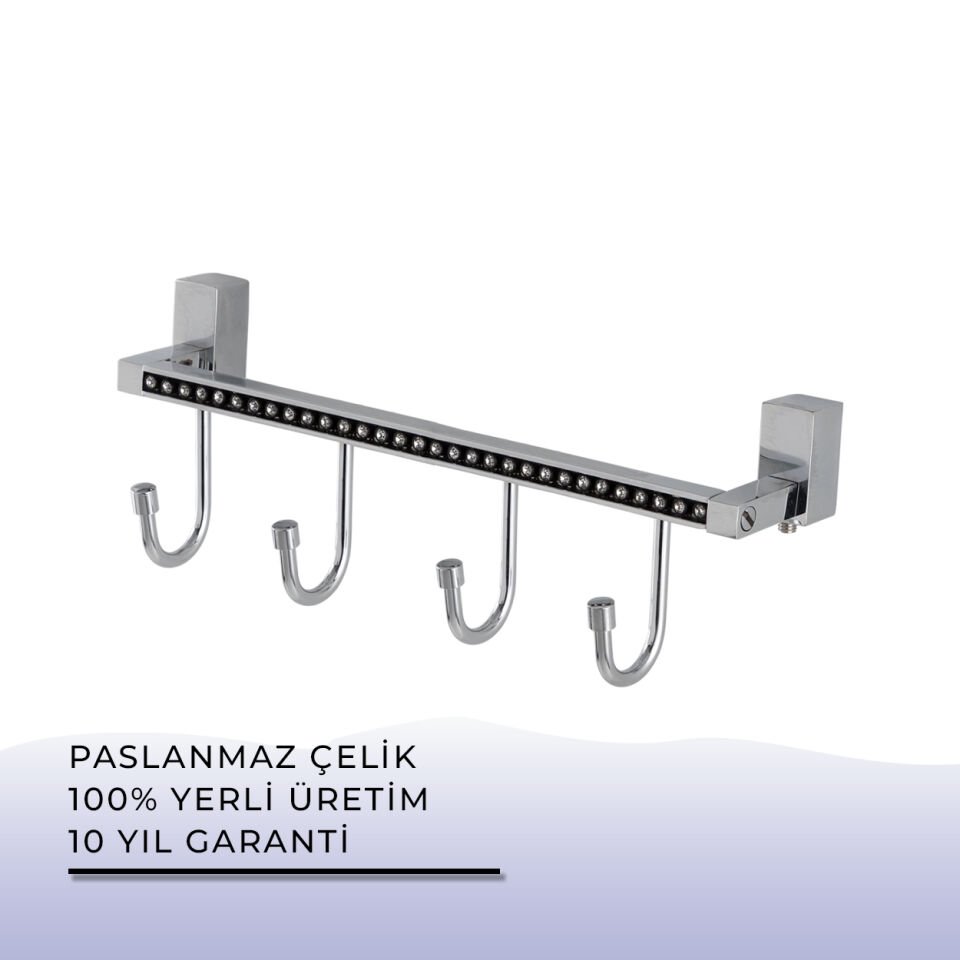 BANYOLİA - Çelik Banyo Swwor Dörtlü Askılık (SW10-010)