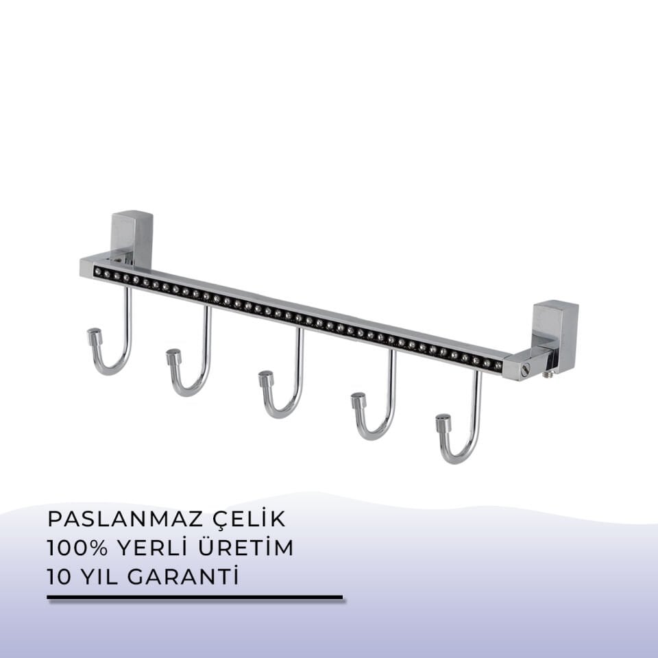 BANYOLİA - Çelik Banyo Swwor Beşli Askılık (SW10-011)