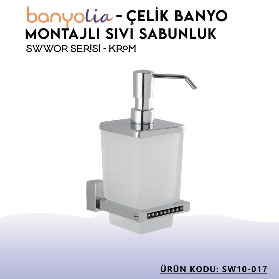 BANYOLİA - Çelik Banyo Swwor Montajlı Sıvı Sabunluk (SW10-017)
