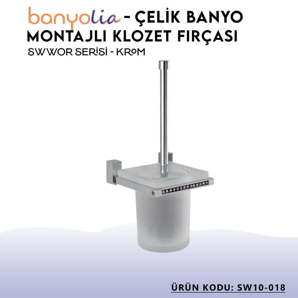 BANYOLİA - Çelik Banyo Swwor Montajlı Klozet Fırçası (SW10-018)