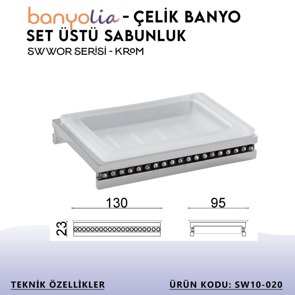 BANYOLİA - Çelik Banyo Swwor Set Üstü Sabunluk (SW10-020)